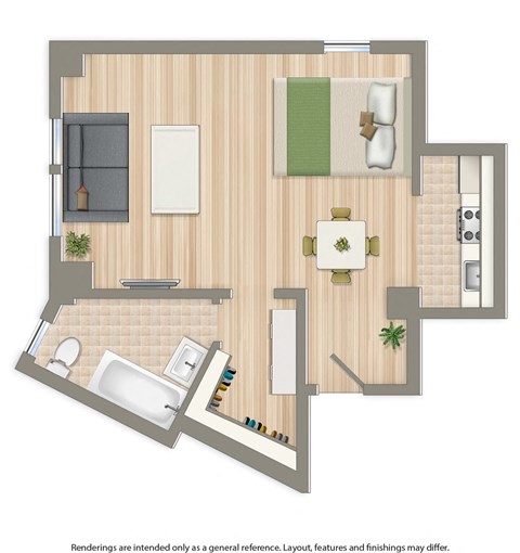 a floor plan of a room with a bathroom and a bedroom